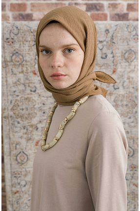 روسری قهوه ای 100 x 100 Fatma Atasoy - کد 940531937