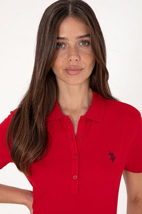 پولوشرت قرمز زنانه پنبه ای U.S. Polo Assn. - کد 940537182