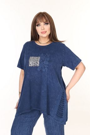 بلوز سایز بزرگ سرمه ای زنانه گشاد özle fashion - کد 940752217