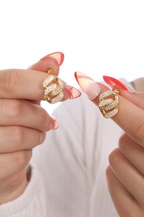 گوشواره نقره زرد زنانه 925 عیار Sanem silver - کد 940576105