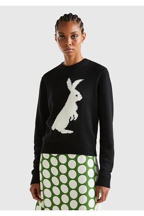 پلیور مشکی زنانه ساده United Colors of Benetton - کد 780922158