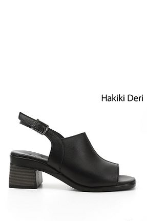 صندل مشکی زنانه پاشنه ضخیم GÖNDERİ(R) - کد 820294435