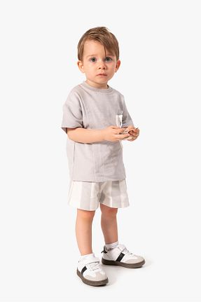 ست نوزادی طوسی بچه گانه پنبه ای Jikko Baby - کد 923700167