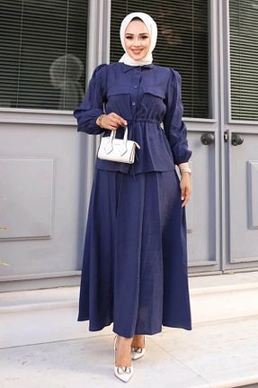 ست بالاتنه و پائین تنه حجاب سرمه ای زنانه Relaxed Tesettür Diyarı - کد 835914648