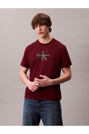 تیشرت زرشکی مردانه رگولار Calvin Klein - کد 940598345