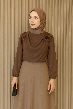 بلوز حجاب قهوه ای زنانه رگولار CNG MODA - کد 940595942
