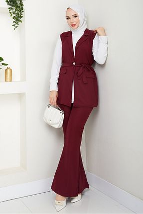 ست بالاتنه و پائین تنه حجاب زرشکی زنانه رگولار Bestenur - کد 940600123
