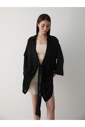 کیمونو و کافتان مشکی زنانه %100 پنبه Laluvia - کد 837444481