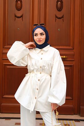 پیراهن حجاب سفید زنانه رگولار LOCCO - کد 940626265