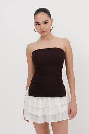 بلوز قهوه ای زنانه ساده Addax - کد 940627888