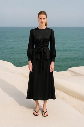 ست بالاتنه و پائین تنه حجاب مشکی زنانه رگولار Touche Prive - کد 930384698