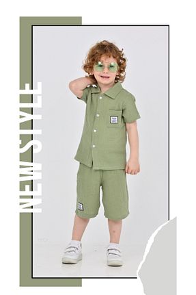 ست بالاتنه و پائین تنه سبز بچه گانه بافتنی GUPSE - کد 940786674