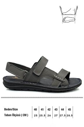صندل طوسی مردانه پاشنه تخت sermoda - کد 944085507