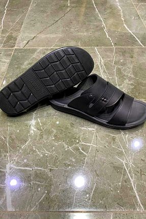 دمپائی مشکی مردانه چرم مصنوعی D derde made in turkey - کد 940287592