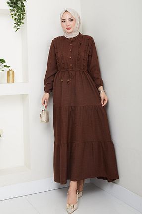 لباس حجاب قهوه ای زنانه رگولار HARMAN BUTİK - کد 940651919