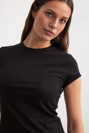تیشرت مشکی زنانه اسلیم فیت CHEISU - کد 940656450