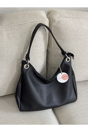 کیف دوشی مشکی زنانه چرم مصنوعی BAGLOVİS - کد 807635694
