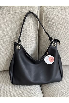 کیف دوشی مشکی زنانه چرم مصنوعی BAGLOVİS - کد 807635694