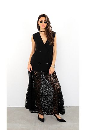 دامن مشکی زنانه پلی استر MODA - کد 940723956