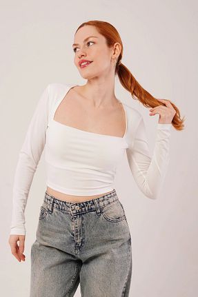بلوز رنگی زنانه یقه مربعی Genel Markalar - کد 904066499