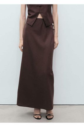 دامن قهوه ای زنانه ساده MANGO - کد 926382636