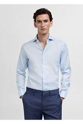 پیراهن آبی مردانه اسلیم MANGO Man - کد 884976872