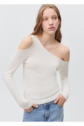 پلیور سفید زنانه ساده MANGO Teen - کد 898627866