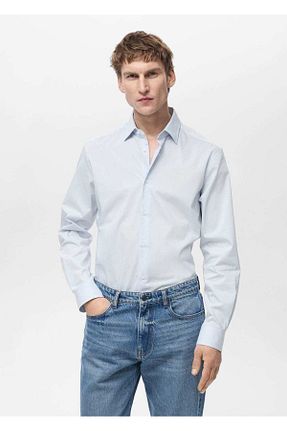 پیراهن آبی مردانه اسلیم MANGO Man - کد 884967583