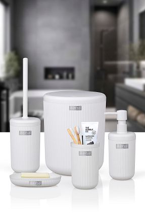 ست حمام سفید پلاستیک Okyanus Home - کد 653233537