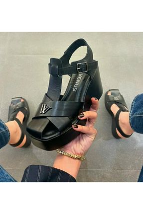صندل مشکی زنانه پاشنه پلتفرم Venüs - کد 939076057