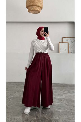 شلوار زرشکی زنانه بافتنی Hatun Atila - کد 929439410