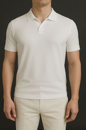 پولوشرت سفید مردانه پنبه - الاستین G&G WARDROBE - کد 935318192