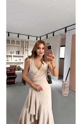 لباس بژ زنانه بافتنی Sezgi Tekin - کد 939023267