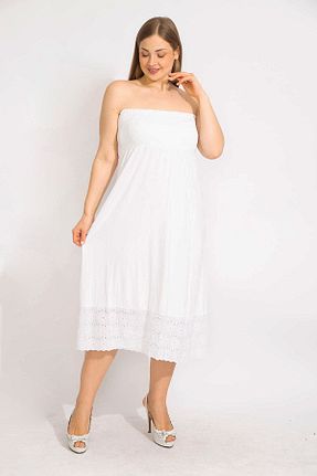 لباس سایز بزرگ نباتی زنانه دانتل Şans - کد 650312507