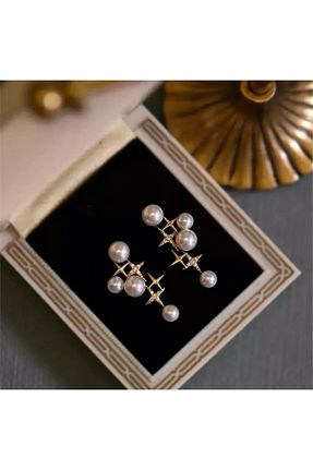 گوشواره جواهر طلائی مروارید monalisatoka - کد 839363233