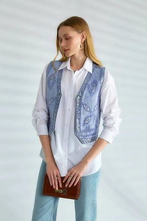 جلیقه آبی زنانه رگولار Ravencia - کد 836399548