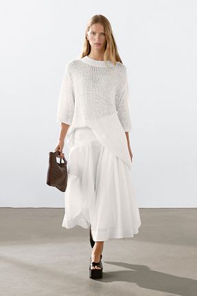 پلیور سفید زنانه ساده Massimo Dutti - کد 939067117