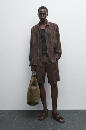 شلوارک و برمودا قهوه ای مردانه Straight Massimo Dutti - کد 939077079