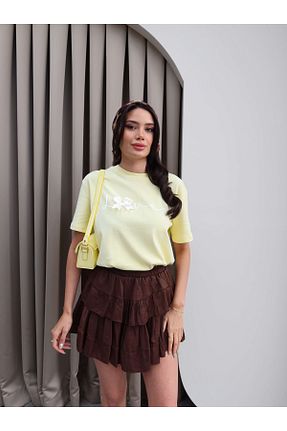 تیشرت زرد زنانه رگولار ESRAHELVACI - کد 939067245
