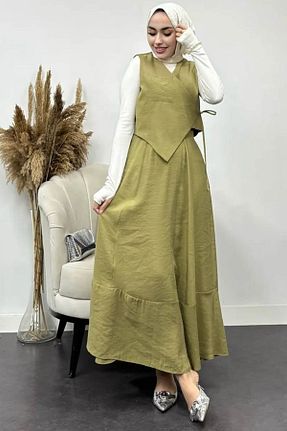 ست بالاتنه و پائین تنه سبز زنانه بافتنی Tesettür Diyarı - کد 904698143