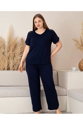 ست لباس راحتی سایز بزرگ آبی زنانه طرح دار Lukitus - کد 939066273