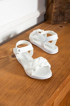 صندل سفید بچه گانه پاشنه تخت AlbiShoes - کد 939085723