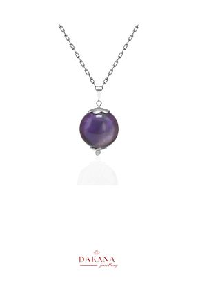 گردنبند جواهر بنفش زنانه سنگ طبیعی DAKANA JEWELLERY - کد 939110145