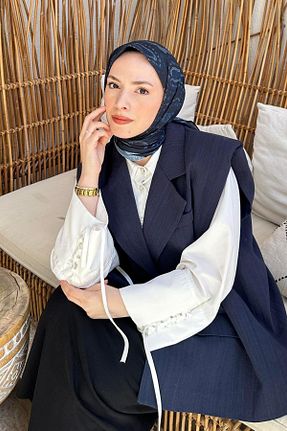 روسری سرمه ای پلی استر lamelif - کد 939114089