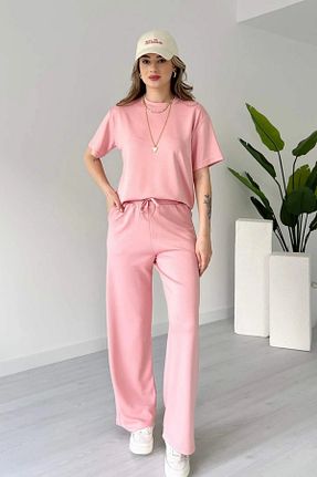 ست بالاتنه و پائین تنه صورتی زنانه بافتنی TrendyFashion - کد 939125245