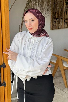 روسری زرشکی پلی استر lamelif - کد 939125725