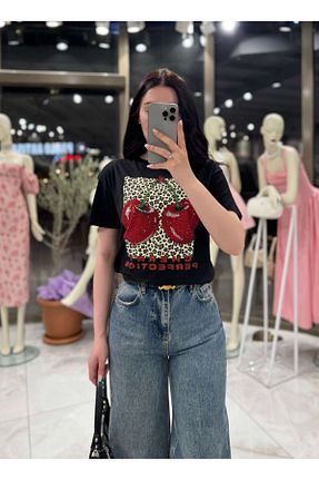 تیشرت مشکی زنانه رگولار missswans - کد 939125568