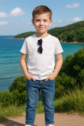 ست بالاتنه و پائین تنه سفید بچه گانه جین Yalçınoğlu Kids - کد 922470749