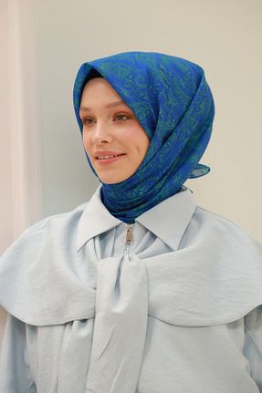 روسری آبی پنبه ای Silk Home - کد 929125015