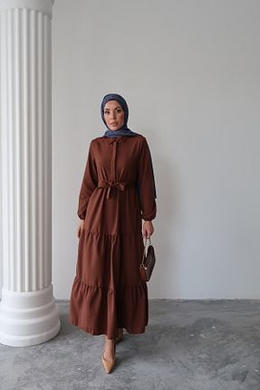 لباس حجاب قهوه ای زنانه رگولار Genel Markalar - کد 230407085